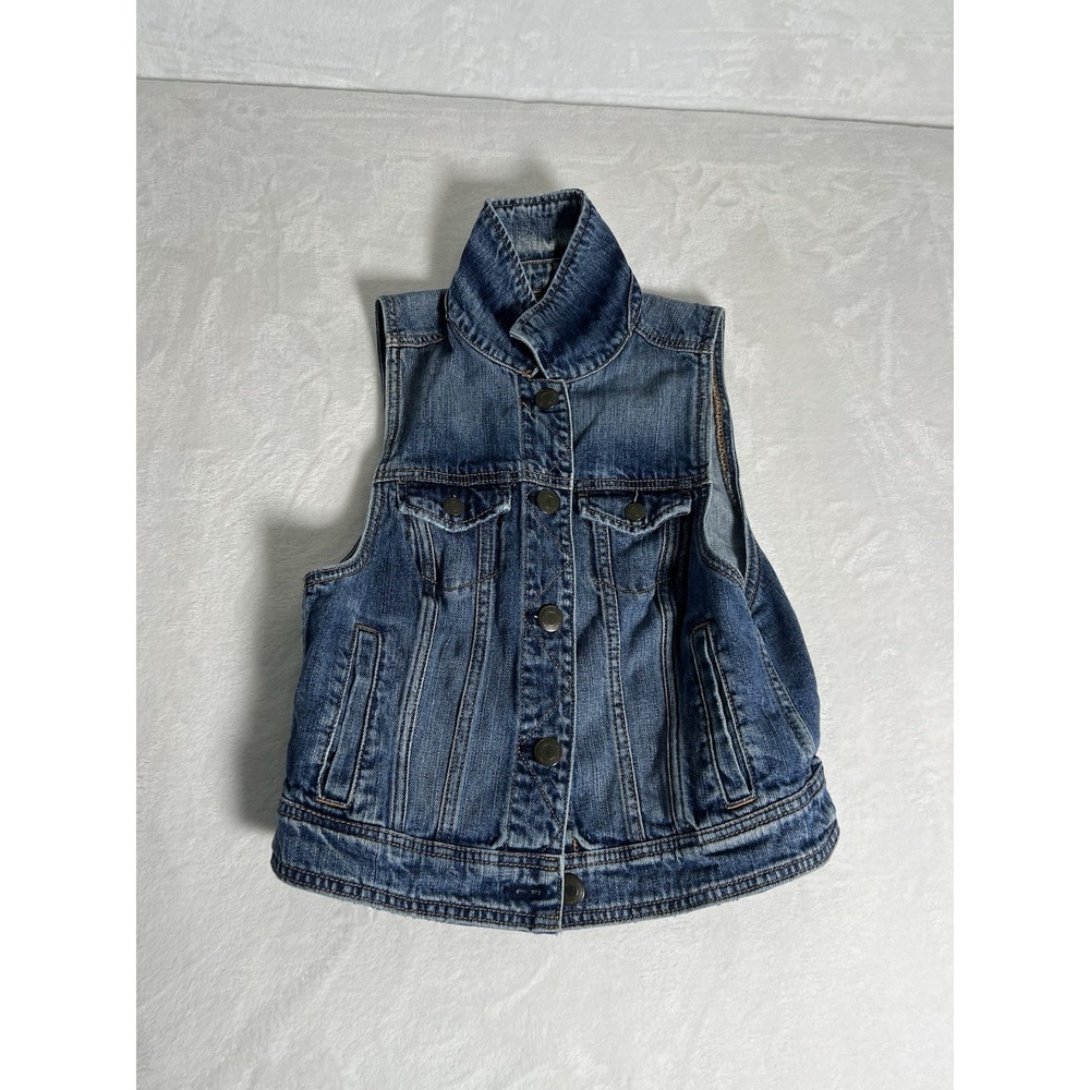 Vtg American Eagle Women’s Denim Vest Medium Wash Front Pockets Size Medium